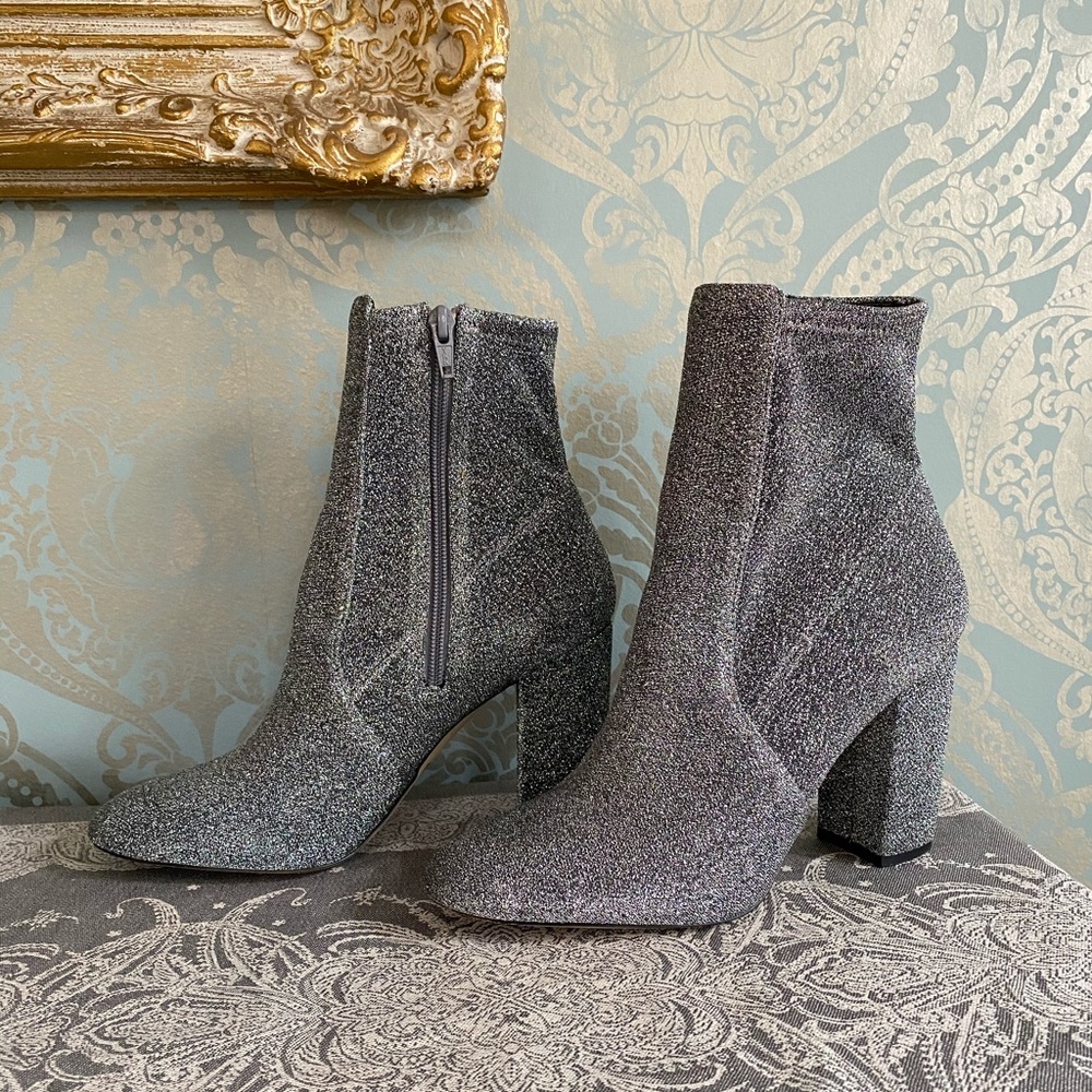 Silver retro boots with chunky heel